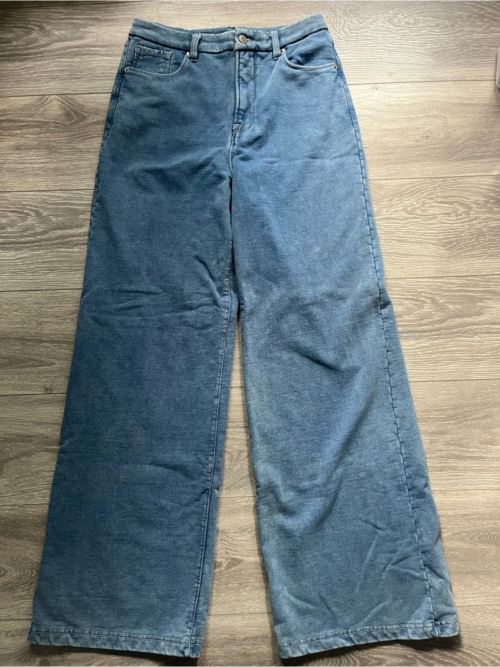 Good American Wide Leg Flare Jeans - Medium Blue